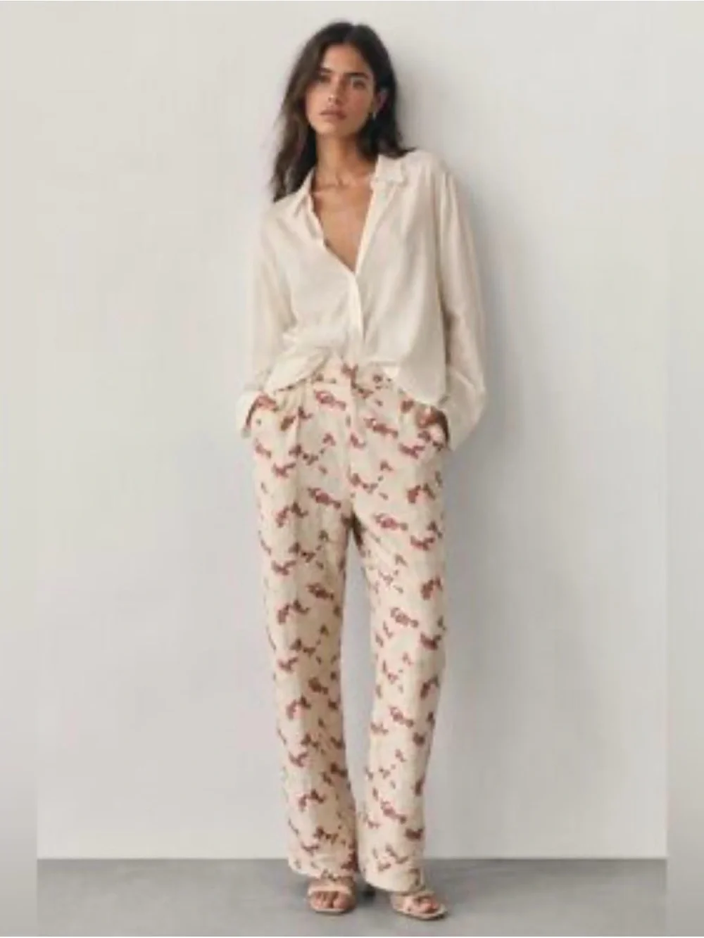 Zara Floral Cottagecore Straight Leg Pants Small